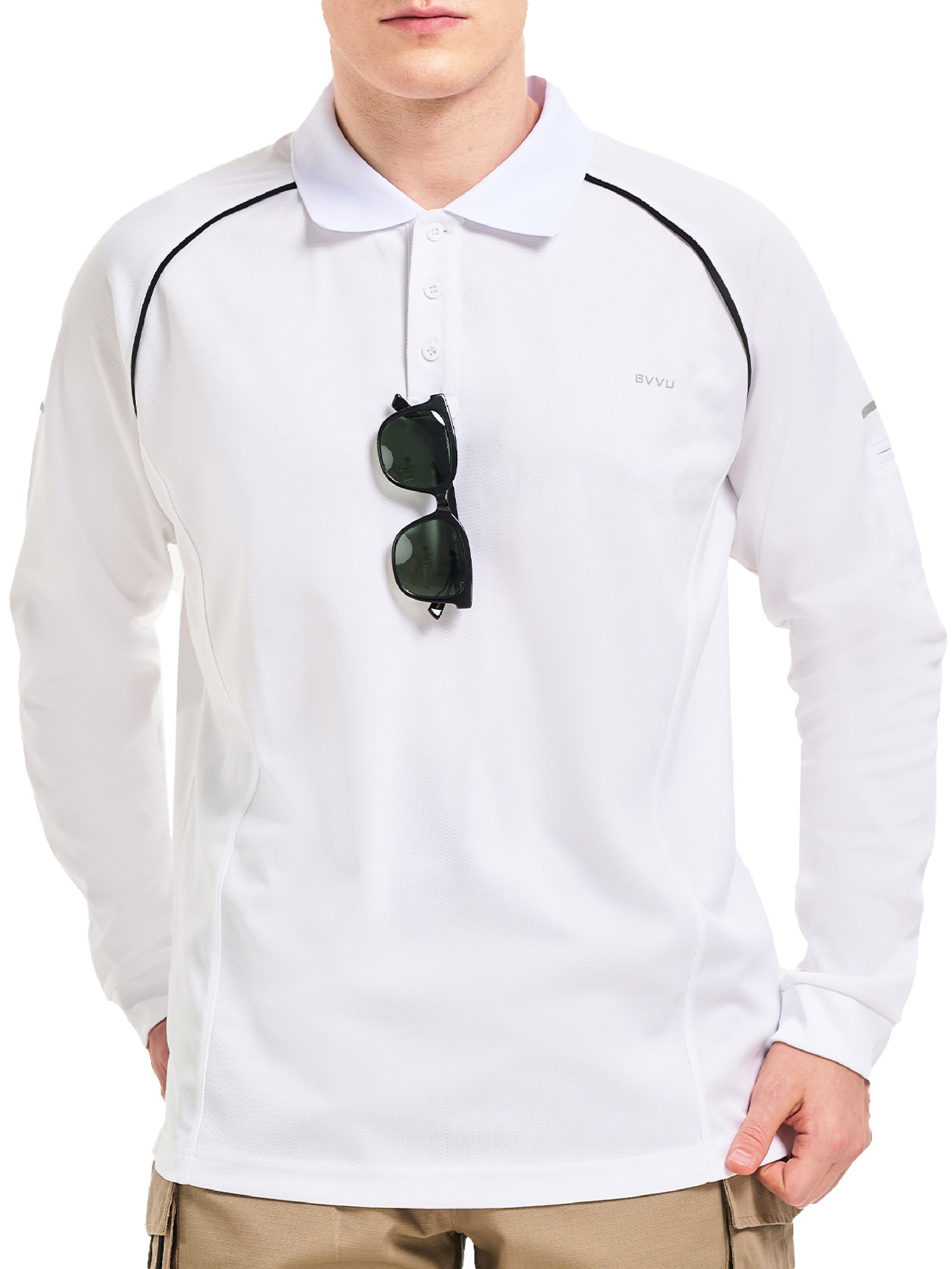 BVVU Mens Outdoor Polo Shirt Long Short Sleeves Performance Tactical Golf T-Shirts Moisture Wicking Collared Tennis Tees