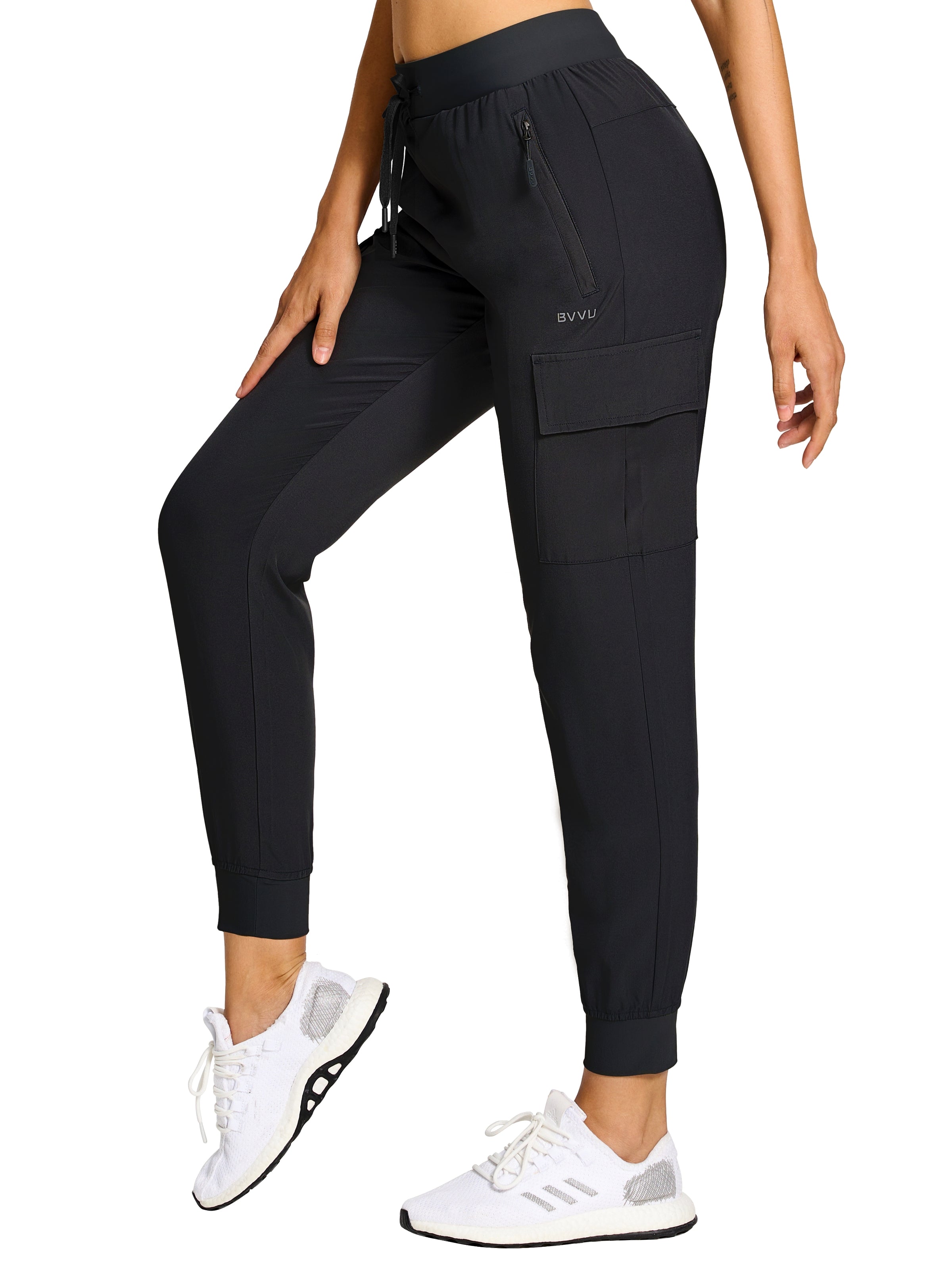 BVVU Women's Cargo Joggers Hiking Pants High Wasited Lightweight Quick Dry with Zipper Pockets Waterproof Athletic Sweatpants