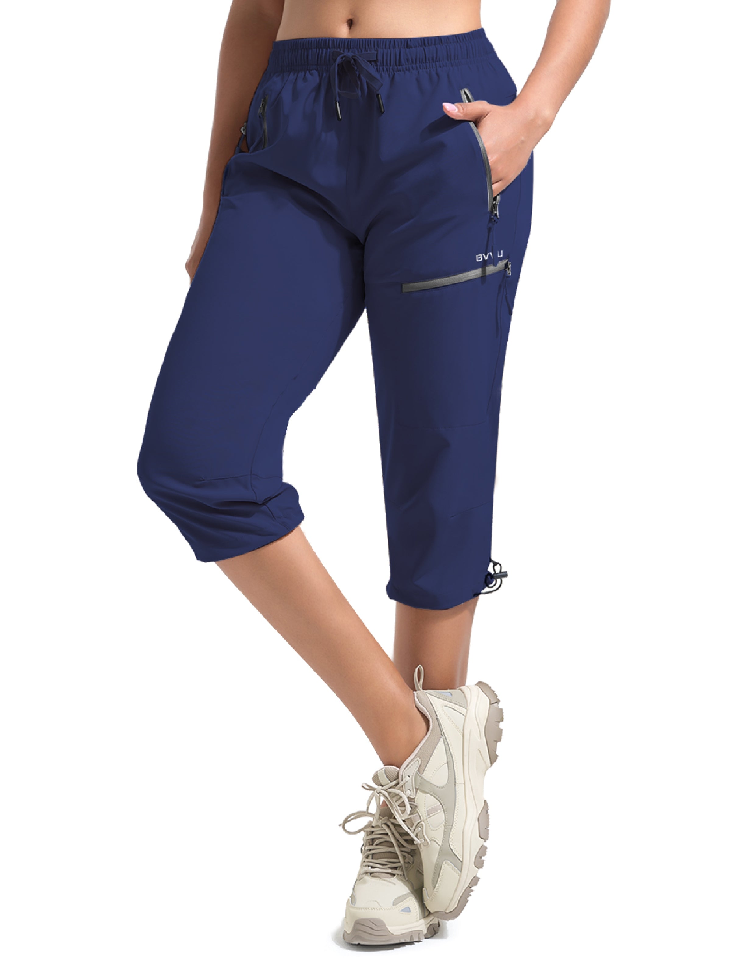 BVVU Women's Cargo Capris Hiking Pants Lightweight Quick Dry Joggers Summer Outdoor Waterproof Workout Pants with Pockets