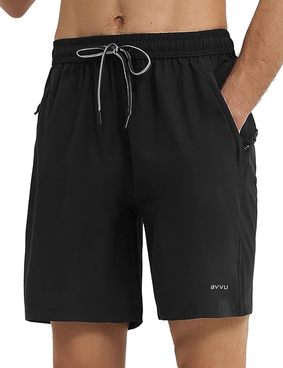 BVVU Men's Quick Dry Gym Workout Shorts with Pockets 7" Lightweight Running Athletic Shorts for Outdoor Casual