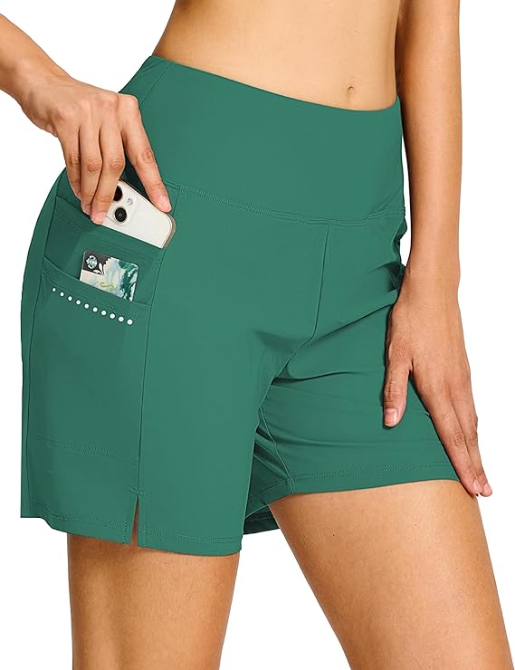 BVVU Women's 5" High Waisted Swim Board Shorts with Pockets Liner Tummy Control UPF50+ Quick Dry Beach Swimsuit Bottoms