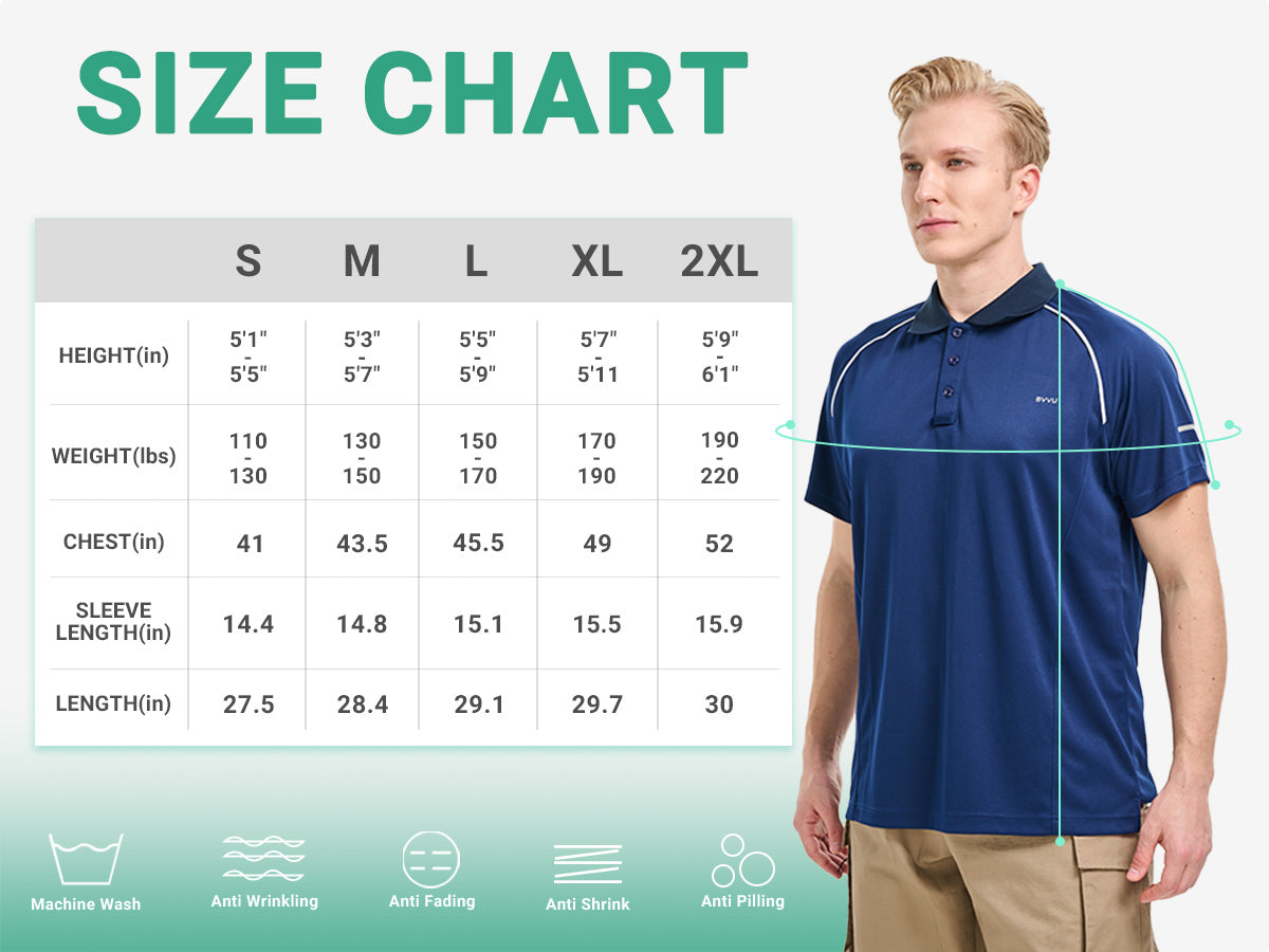BVVU Mens Outdoor Polo Shirt Long Short Sleeves Performance Tactical Golf T-Shirts Moisture Wicking Collared Tennis Tees