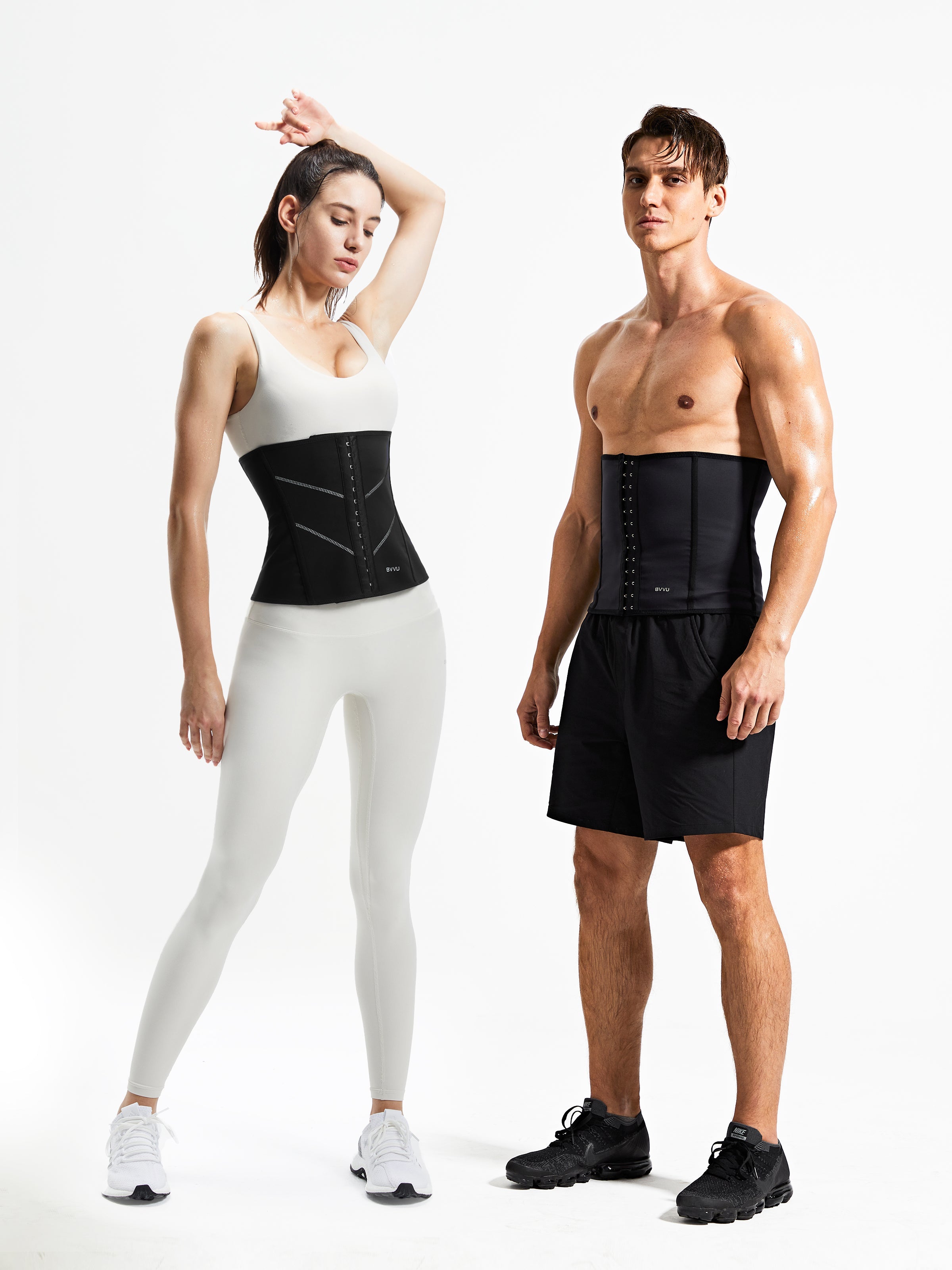 Men's Back-Support Sweat Waist Trainer & Women's Striped Waist Trainer